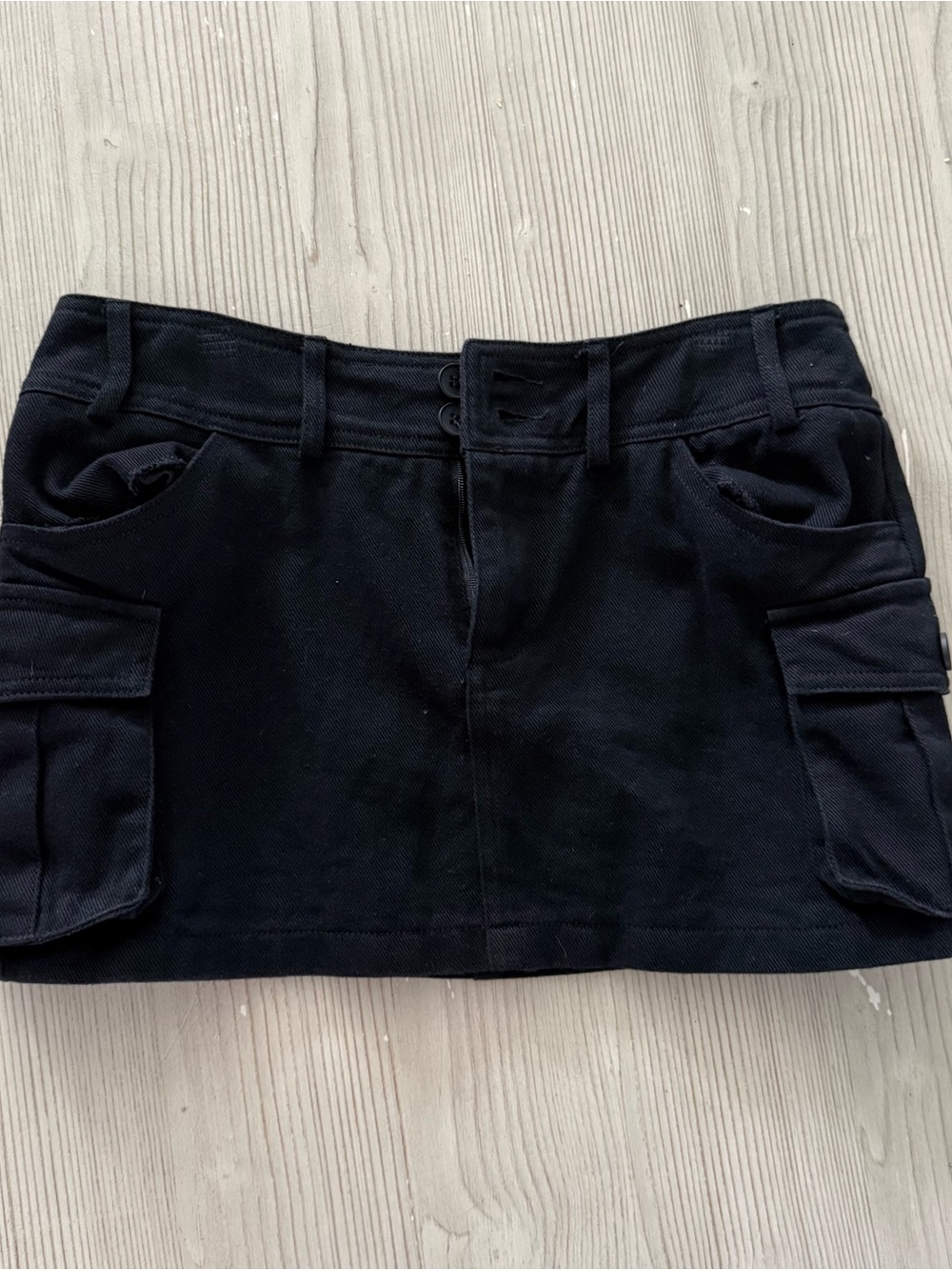 Edikted Black Cargo Mini Skirt with Dual Buttons